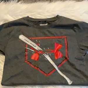 Under Armour Gray and Red Short Sleeve Tee